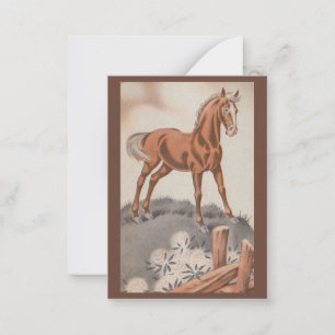 happy horse in brown card