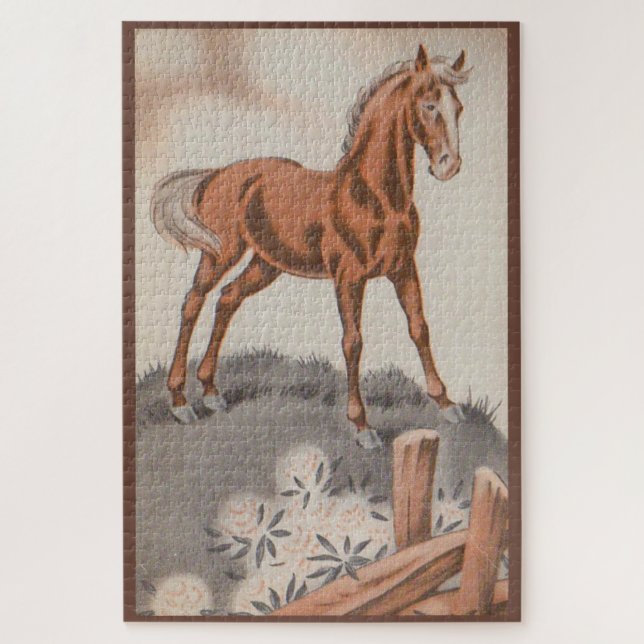 happy horse in brown jigsaw puzzle (Vertical)