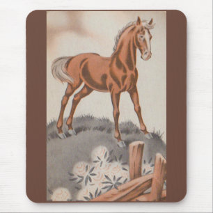 happy horse in brown mouse mat