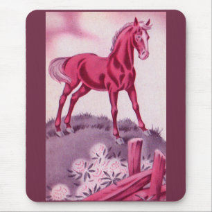 happy horse in pink mouse mat