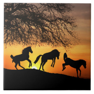 Happy Horses Art Tile