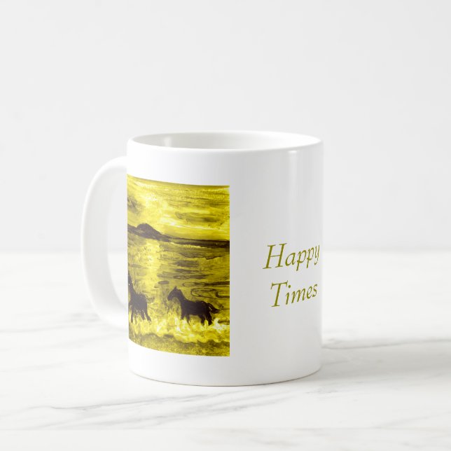 Happy Horses Golden Seaside Custom Coffee Mug (Front Left)