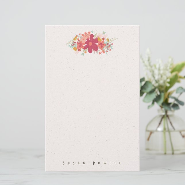 Happy Hot Pink Flower Splash Stationery (Standing Front)