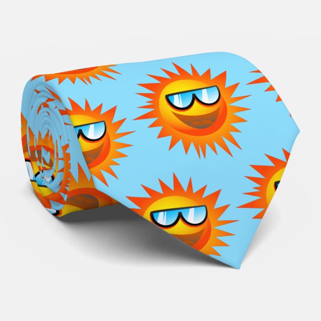 Happy Hot Summer Sunshine Weather Cartoon Tie (Rolled)