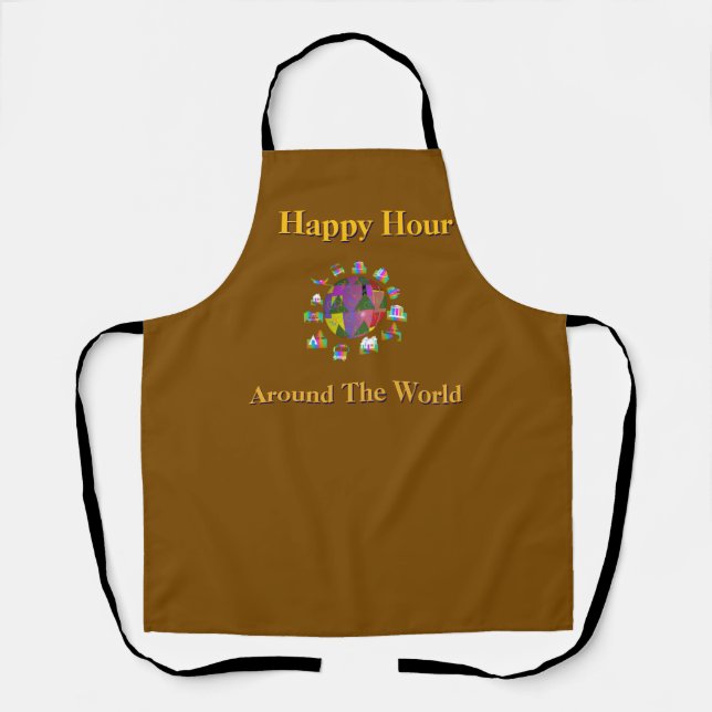 Happy Hour Around The World Brown Apron (Front)