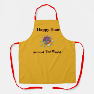 Happy Hour Around The World Mustard Yellow Apron