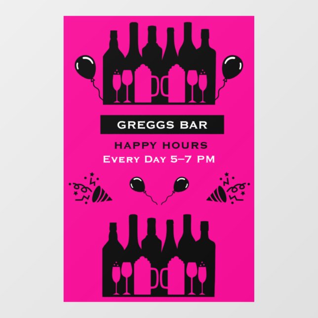 Happy Hour Bar And Pub Window Cling (Sheet)