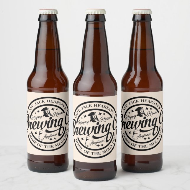 Happy Hour Brewing Co.  Beer Bottle Label (Bottles)