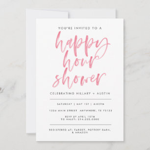 HAPPY HOUR BRIDAL SHOWER - CORAL INVITATION