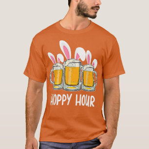 Happy Hour Bunny Ear Beer Lover Funny Easter Holid T-Shirt