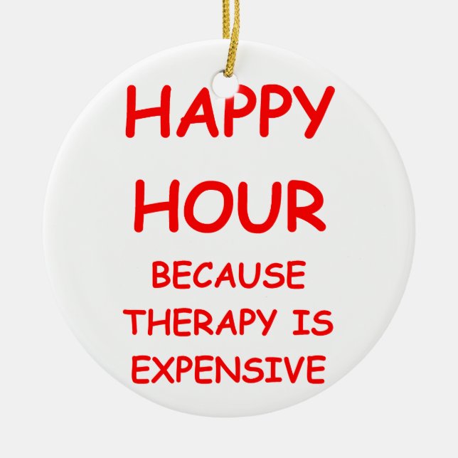 happy hour ceramic tree decoration (Front)