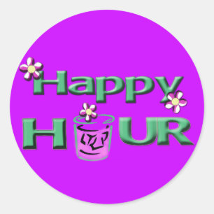 happy hour classic round sticker