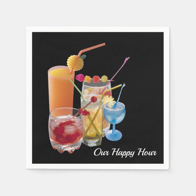 Happy Hour cocktail drinks Napkin (Front)