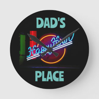 HAPPY HOUR CUSTOM DAD SIGN  ROUND CLOCK