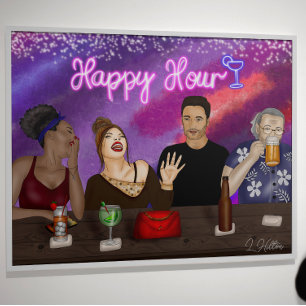 Happy Hour   Digital Art Poster