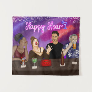 Happy Hour   Digital Art Tapestry