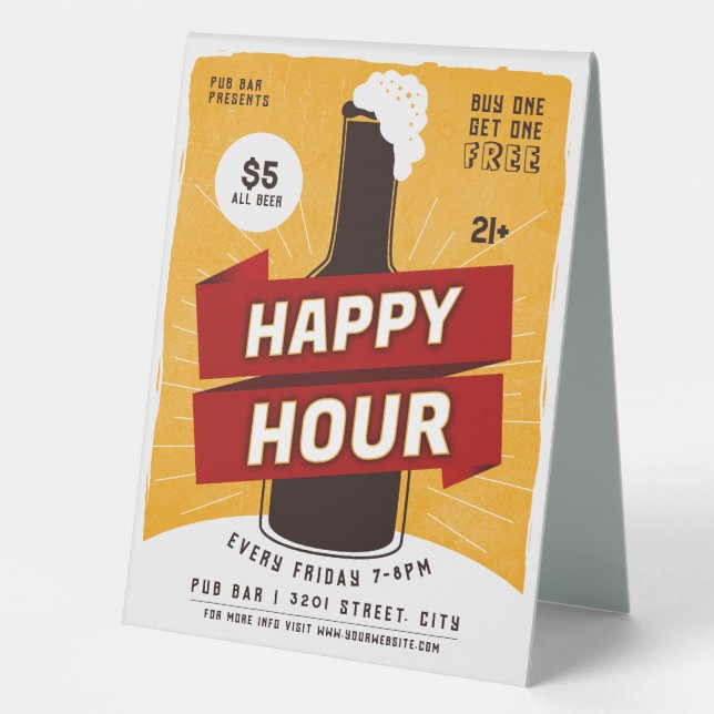 Happy Hour Drink Beer Ad Bar (Front)
