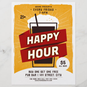 Happy Hour Drink Beer Ad Bar Flyer