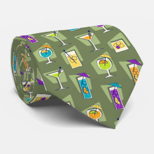Happy Hour Fifties Cocktail Moss Green Tie