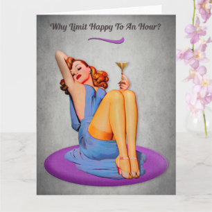 Happy Hour Funny Retro Greeting Card