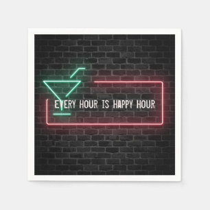 Happy Hour glowing neon sign Napkin