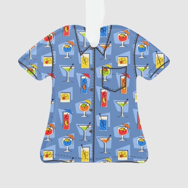 Happy Hour Hawaiian Tropical Drink Aloha Shirt Ornament (Front)