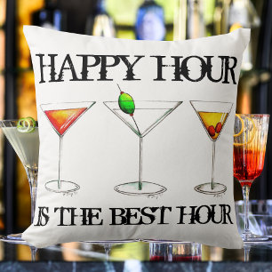 Happy Hour is the Best Hour Mixed Drink Cocktails Cushion