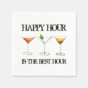 Happy Hour is the Best Hour Mixed Drink Cocktails Napkin