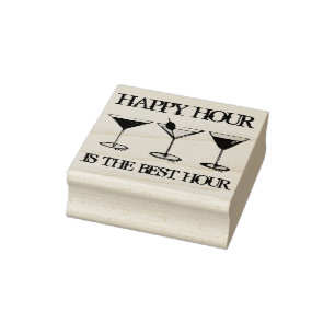 Happy Hour is the Best Hour Mixed Drink Cocktails Rubber Stamp