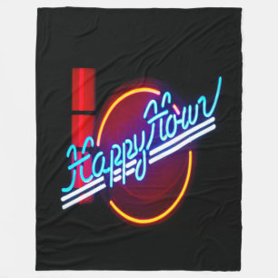 Happy Hour Neon Sign Fleece Blanket