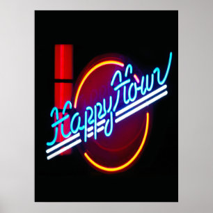Happy Hour Neon Sign Poster