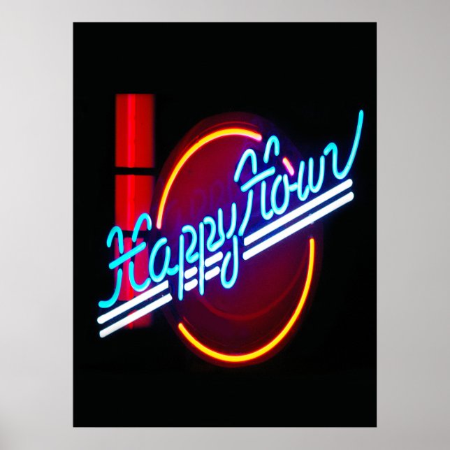 Happy Hour Neon Sign Poster (Front)