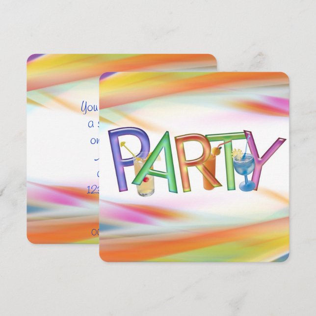 Happy Hour Party Time Invitation (Front/Back)