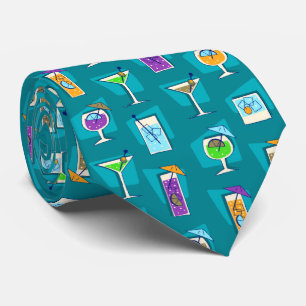 Happy Hour Retro Hawaiian Tropical Drinks Two-side Tie