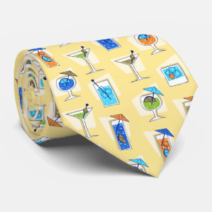Happy Hour Retro Hawaiian Tropical Drinks Two-side Tie