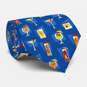 Happy Hour Retro Hawaiian Tropical Drinks Two-side Tie