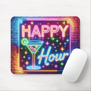 Happy Hour Sign On Rainbow Brick Mouse Mat