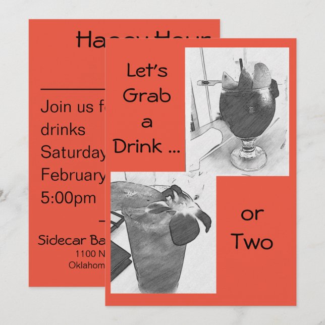 Happy Hour Social Drinks Invitation (Front/Back)