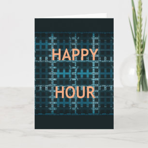 Happy Hour Text Blue Vector Art Print Card