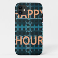 Happy Hour Text Blue Vector Art Print