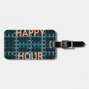 Happy Hour Text Blue Vector Art Print Luggage Tag