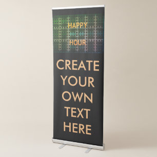 Happy Hour Text Blue Vector Art Print Retractable Banner