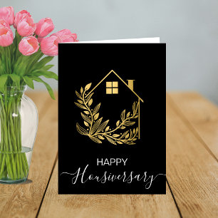 Happy House Anniversary Gold Housiversary Referral Card