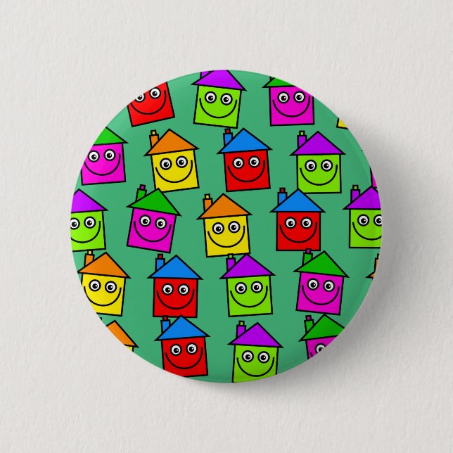 Happy House Wallpaper 6 Cm Round Badge (Front)
