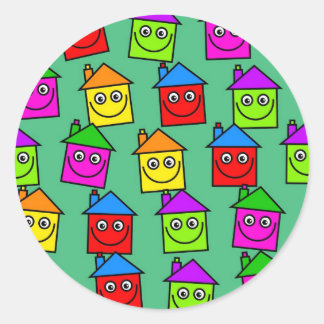 Happy House Wallpaper Classic Round Sticker