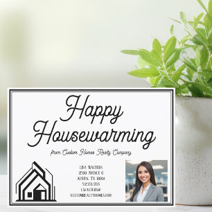 Happy Housewarming Real Estate Company Custom Logo Card