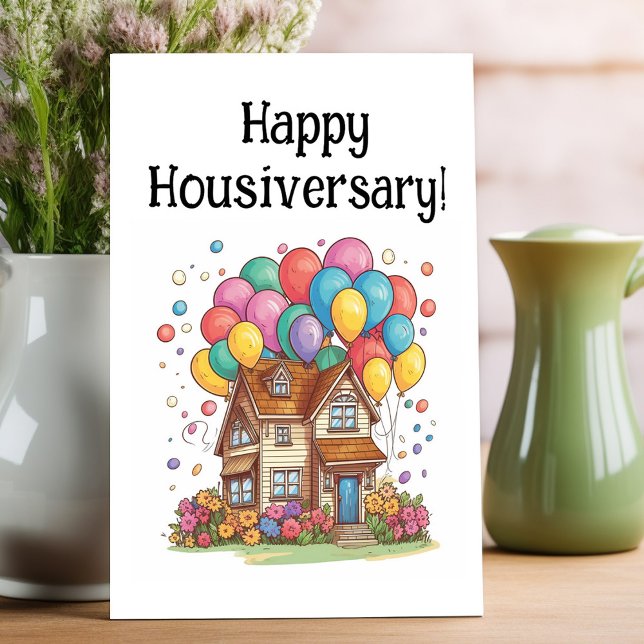 Happy Housiversary Day Home Anniversary Note Card (House anniversary cards for one year home anniversary.)