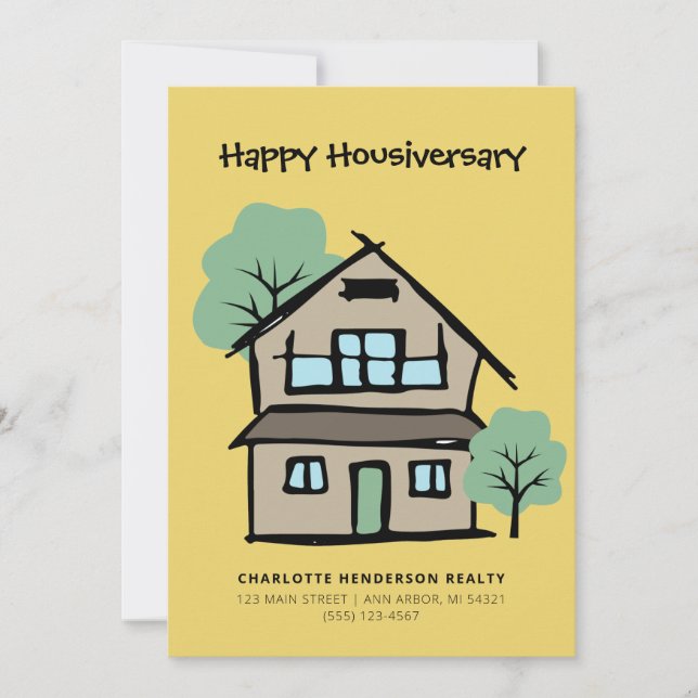 Happy Housiversary Modern Client Home Anniversary Card (Front)
