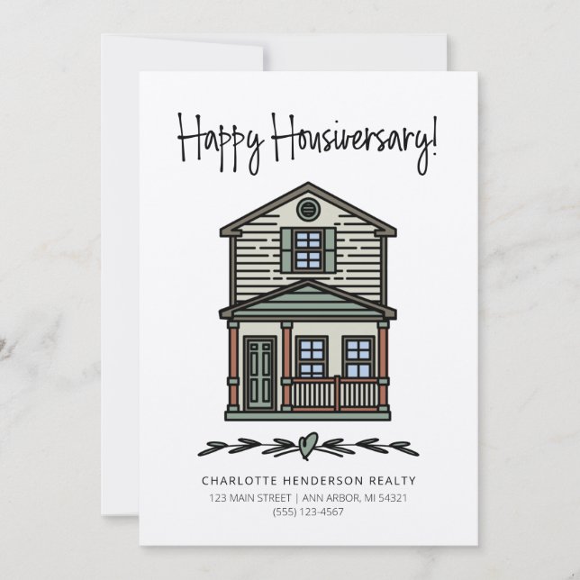 Happy Housiversary Real Estate Client Anniversary Card (Front)