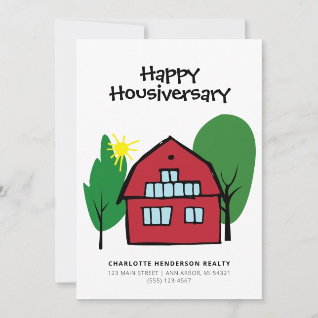 Happy Housiversary Red Barn Client Appreciation Card (Front)